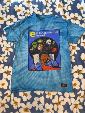 Steven Rhodes "e is for existential dread" Tie Dye Graphic Tee